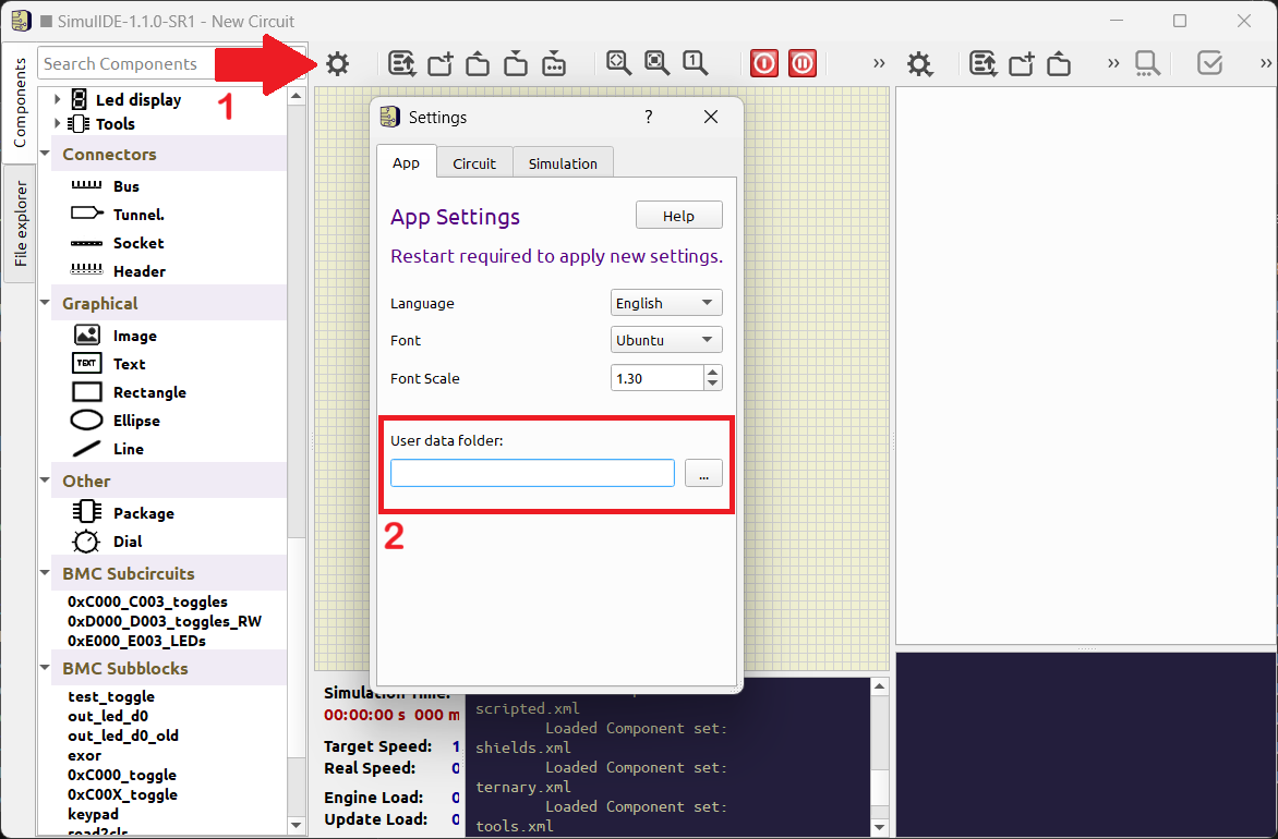 simulide main window